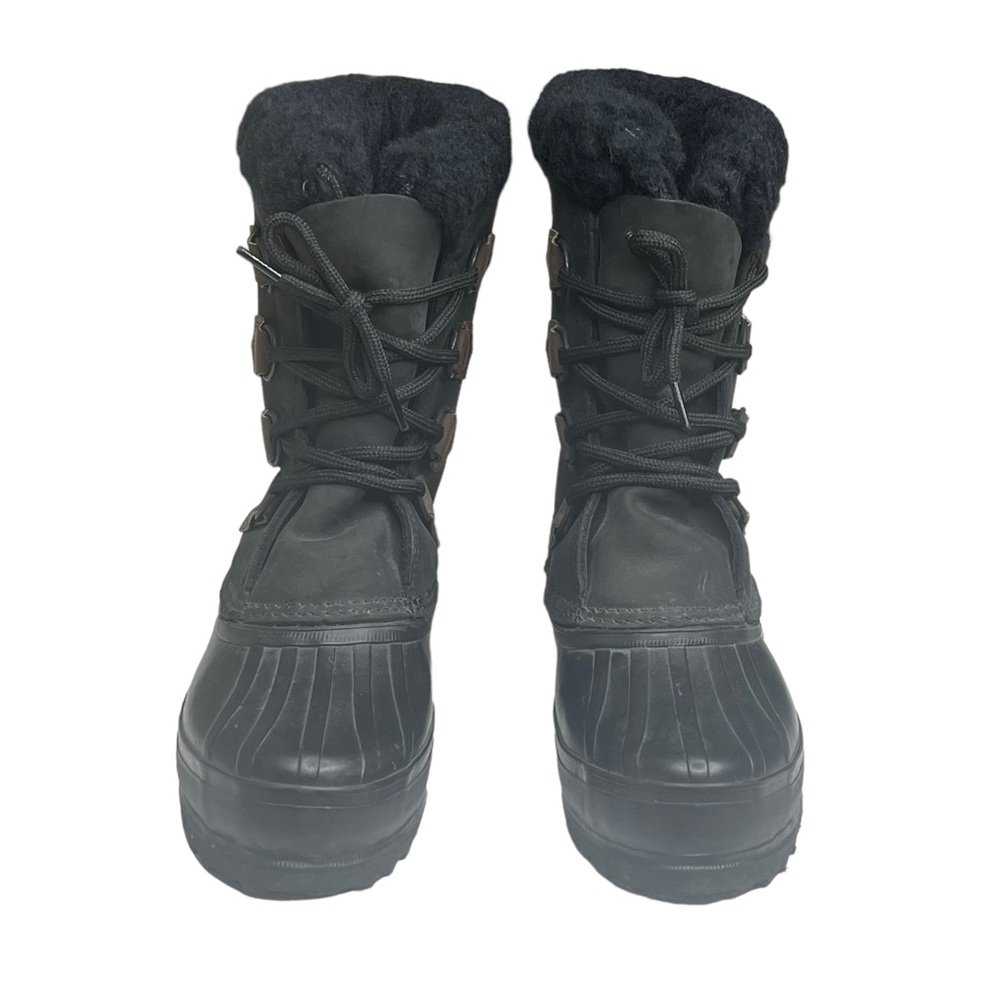 Vintage: Sorel ™ ✪ Alpine Felt Lined Wool Trim Leather Lug Sole Boots ✪ Black - Picture 9 of 16